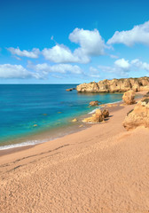 Golden beaches and sandstone cliffs near Albufeira