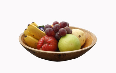 variety of fruits in the timber bowl