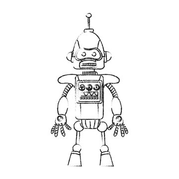 robot with antenna on top technology icon image vector illustration design 