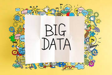Big Data text with colorful illustrations