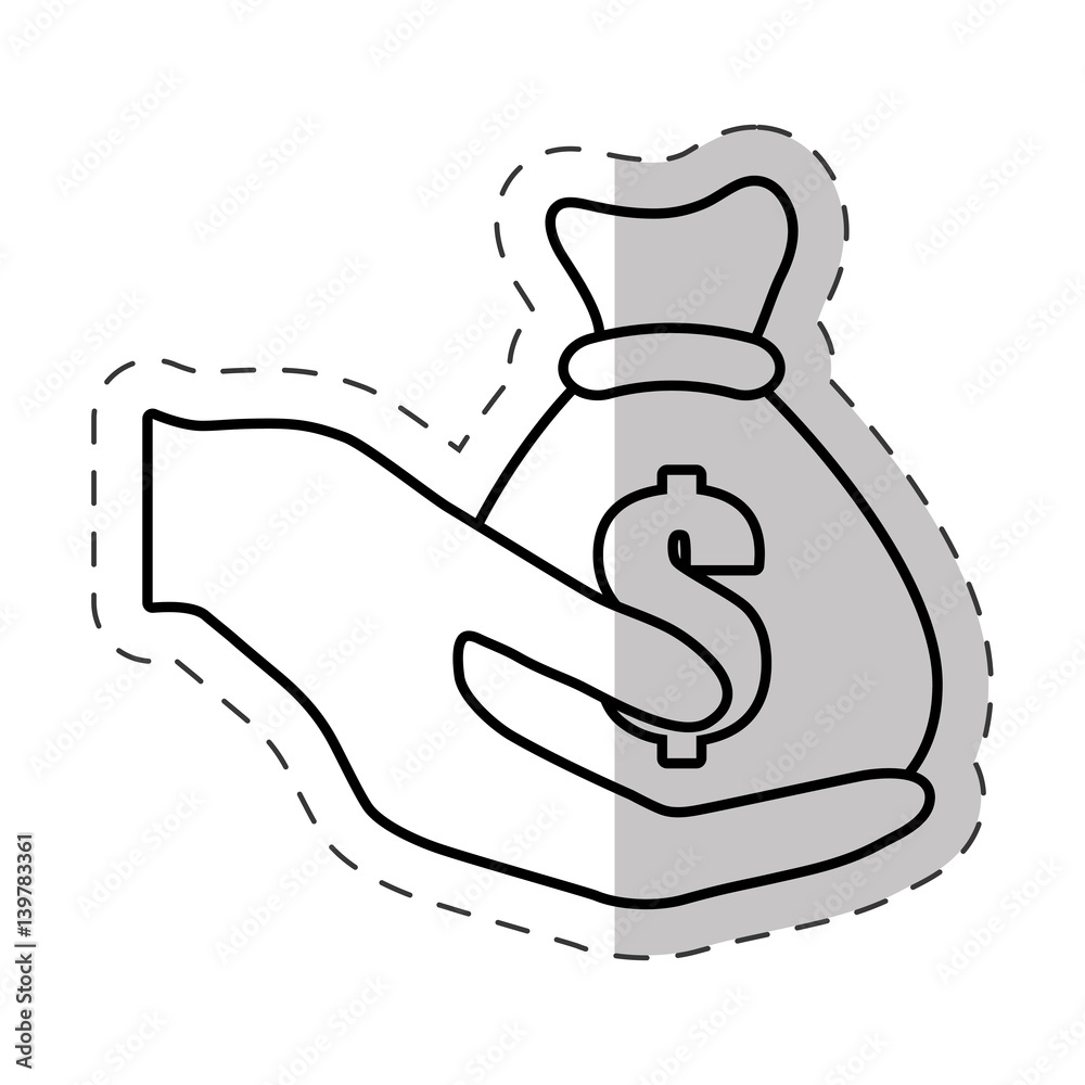 Poster hand holding bag money dollar vector illustration eps 10