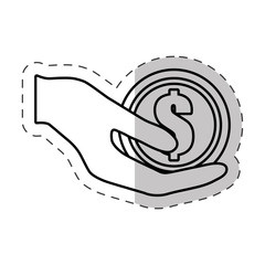 hand holding coin currency dollar vector illustration eps 10