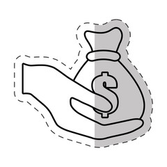 hand holding bag money dollar vector illustration eps 10