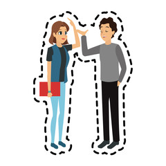 young adults having a conversation icon image vector illustration design 