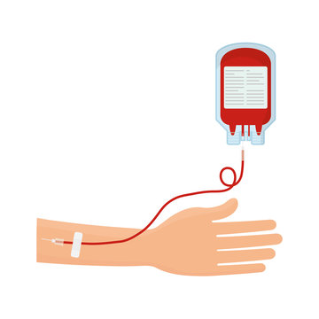 Blood Donation Hand With Bag Tube Vector Illustration Eps 10