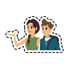 young man and woman icon image vector illustration design 