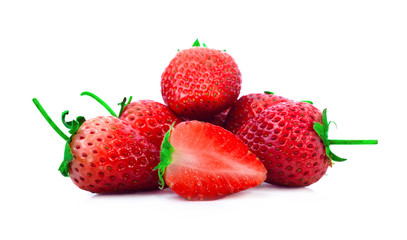 Strawberrys and Strawberry half  isolate with white backgorund