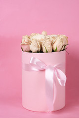 Pink roses in gift box