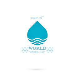 Water drop with water waves icon vector logo design template.World Water Day idea campaign for greeting card and poster.