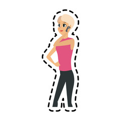 pretty young woman talking on the phone  icon image vector illustration design 