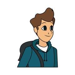 handsome young man with hoodie and backpack  icon image vector illustration design 