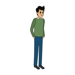 handsome young man with sweater icon image vector illustration design 