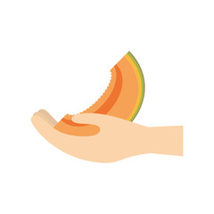 hand holding half papaya fruit vector illustration eps 10