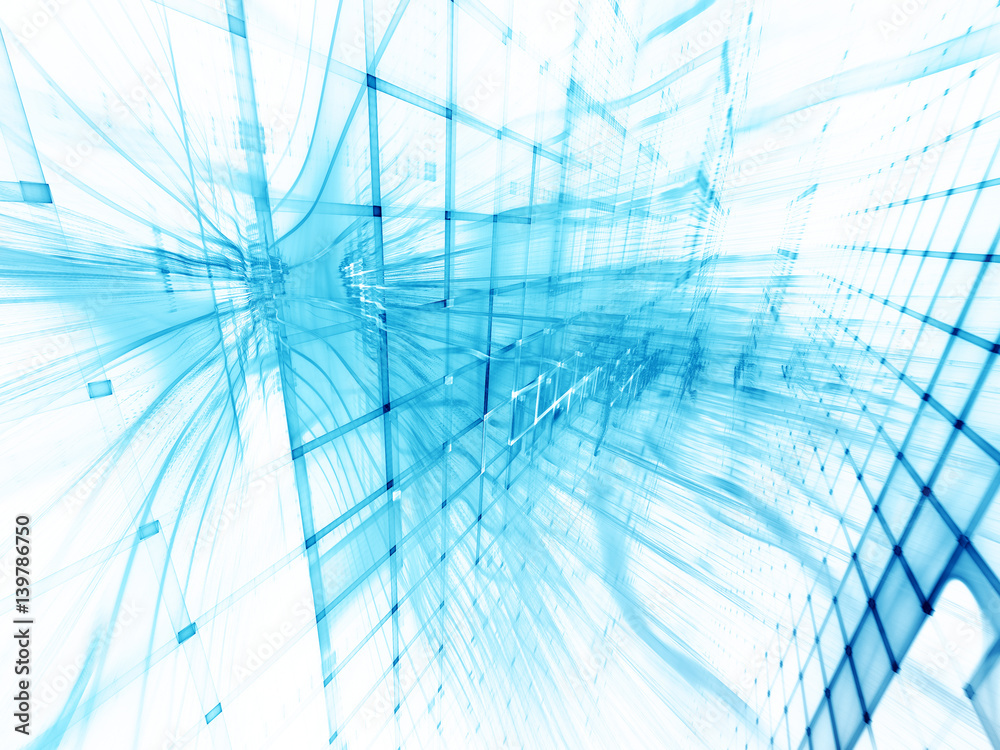 Poster abstract background element. three-dimensional composition of wave shapes, grids and beams. electron