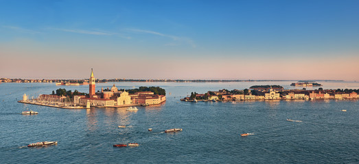 Fototapeta na wymiar Bird's eye view on the island with church of San Giorgio Maggiore in Venice