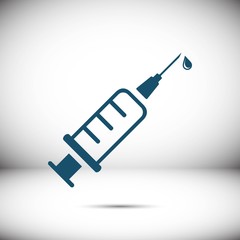 Injection syringe flat icon vector for medical apps and websites