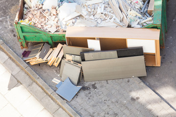 Bulky waste, messy trash in container