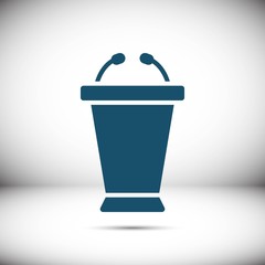 lectern with microphone icon stock vector illustration flat design