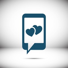 phone with hearts on the screen icon stock vector illustration flat design