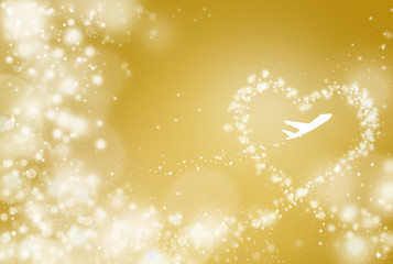 ハートの飛行機雲　ゴールド