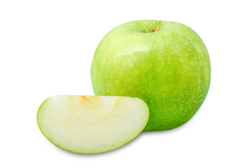 Green apple and slice isolated on white