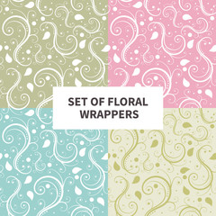 pastel floral set seamless patterns