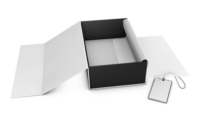 Open Shoes Box with label, 3d Illustration