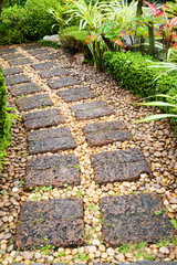 Curving Stone walkway in the garden