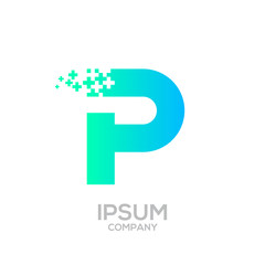 Obraz premium Letter P Pixel logo, Plus sign logo, Medical healthcare hospital symbol, Technology and digital logotype