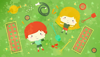 Kids Garden Lying Grass