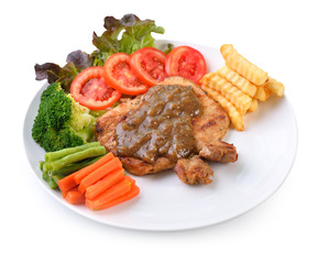 chicken steak on white background