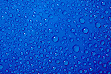 Water drops on the blue background