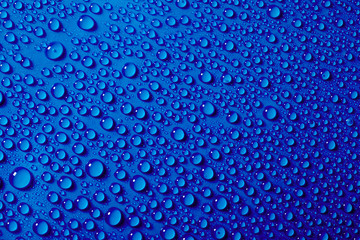 Water drops on the blue background