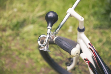 Fototapeta na wymiar Bike trumpet on handlebar