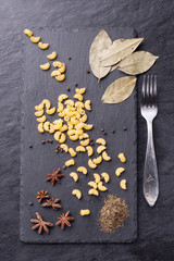 Fototapeta na wymiar raw pasta and ingredients