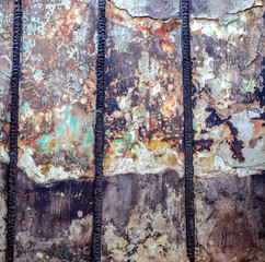 Old abandoned burned interior wall