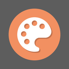 Palette Paint flat icon. Round colorful button, circular vector sign with shadow effect. Flat style design