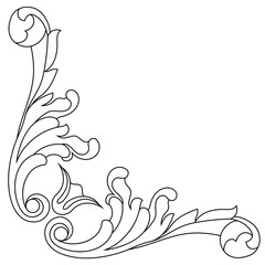 Vintage baroque ornament, corner. Retro pattern antique style acanthus. Decorative design element filigree calligraphy vector. - stock vector