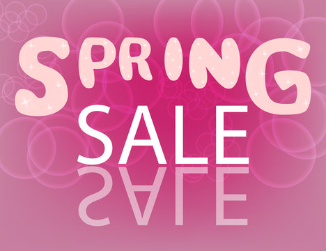 Spring Sale pink sparkling background. Vector Illustration