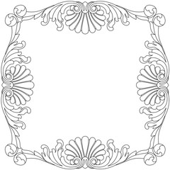 Vintage border frame engraving with retro ornament pattern in antique baroque style decorative design. Vector.