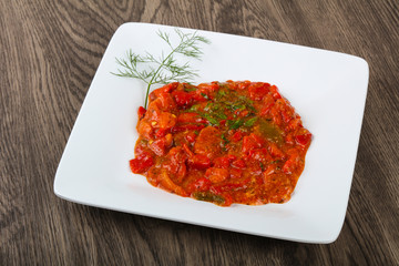 Grilled red bell pepper