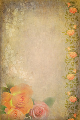Retro vintage romantic background with roses