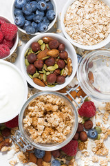 fresh products for a healthy breakfast, vertical closeup