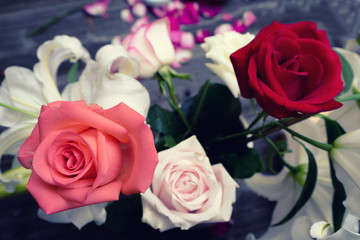 beautiful colorful flowers on table