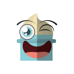 cartoon cup ice cream party wink vector illustration eps 10