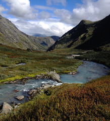 River in Norwegian glen along road 55