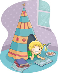 Kid Boy Read Book Room Raining