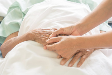 Fototapeta na wymiar hospital patient hands to care