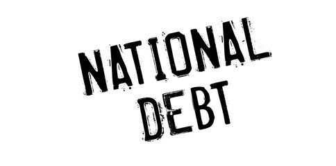 National Debt rubber stamp. Grunge design with dust scratches. Effects can be easily removed for a clean, crisp look. Color is easily changed.