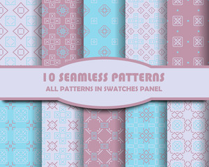 vector set of geometric seamless patterns for design
